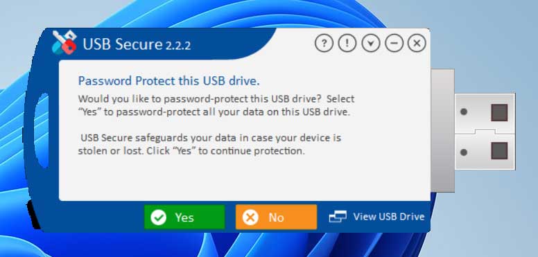تصویر اجرای اولیه نرم افزار USB Secure